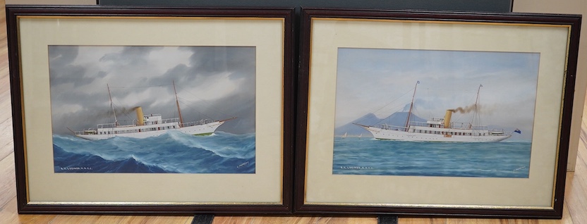 Luca Papaluca (Italian, 1890-1934), pair of maritime gouaches, 'Lucinda', each signed, 31 x 50cm. Condition - fair to good, minor discolouration